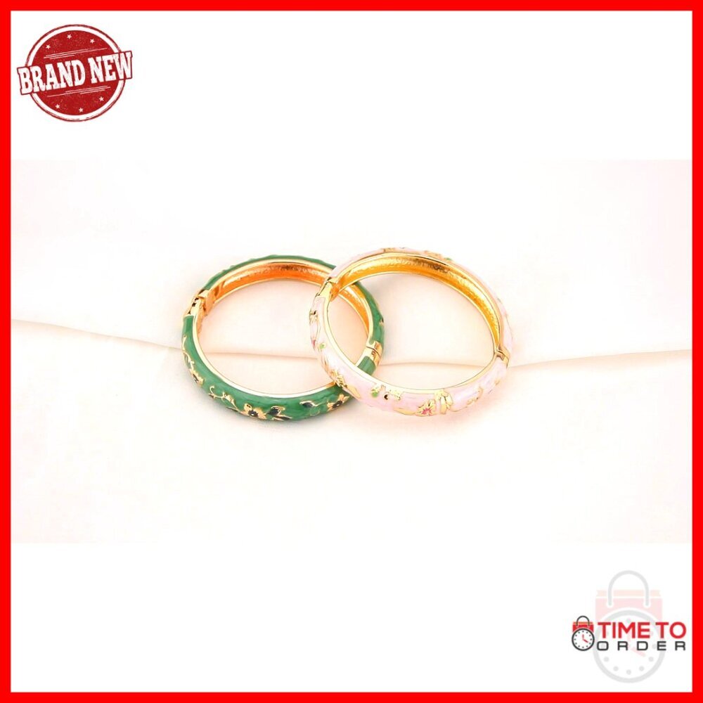 Elegant Enamel Bangle Bracelet Set Spring Hinge Cuff Jewelry Chic Gift - Picture 7 of 7